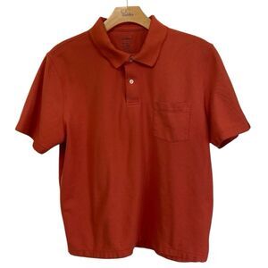 L.L. Bean Mens Orange Polo Shirt XL Traditional Fit 100% Cotton Short Sleeve